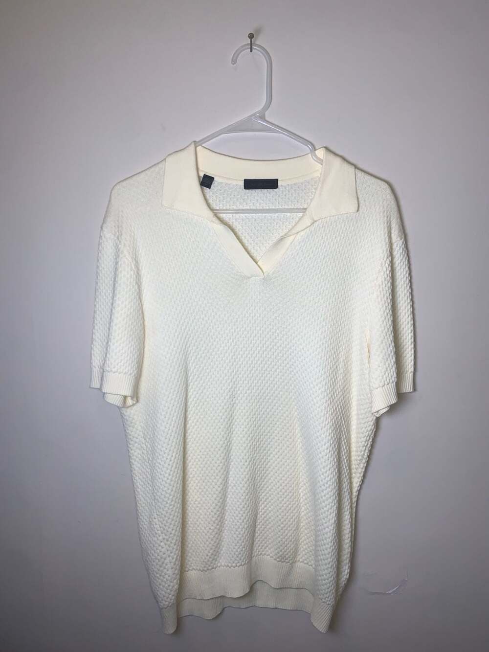 Saks Fifth Avenue Men's Short Sleeve Vertical Texture Rib Knit Sweater Polo